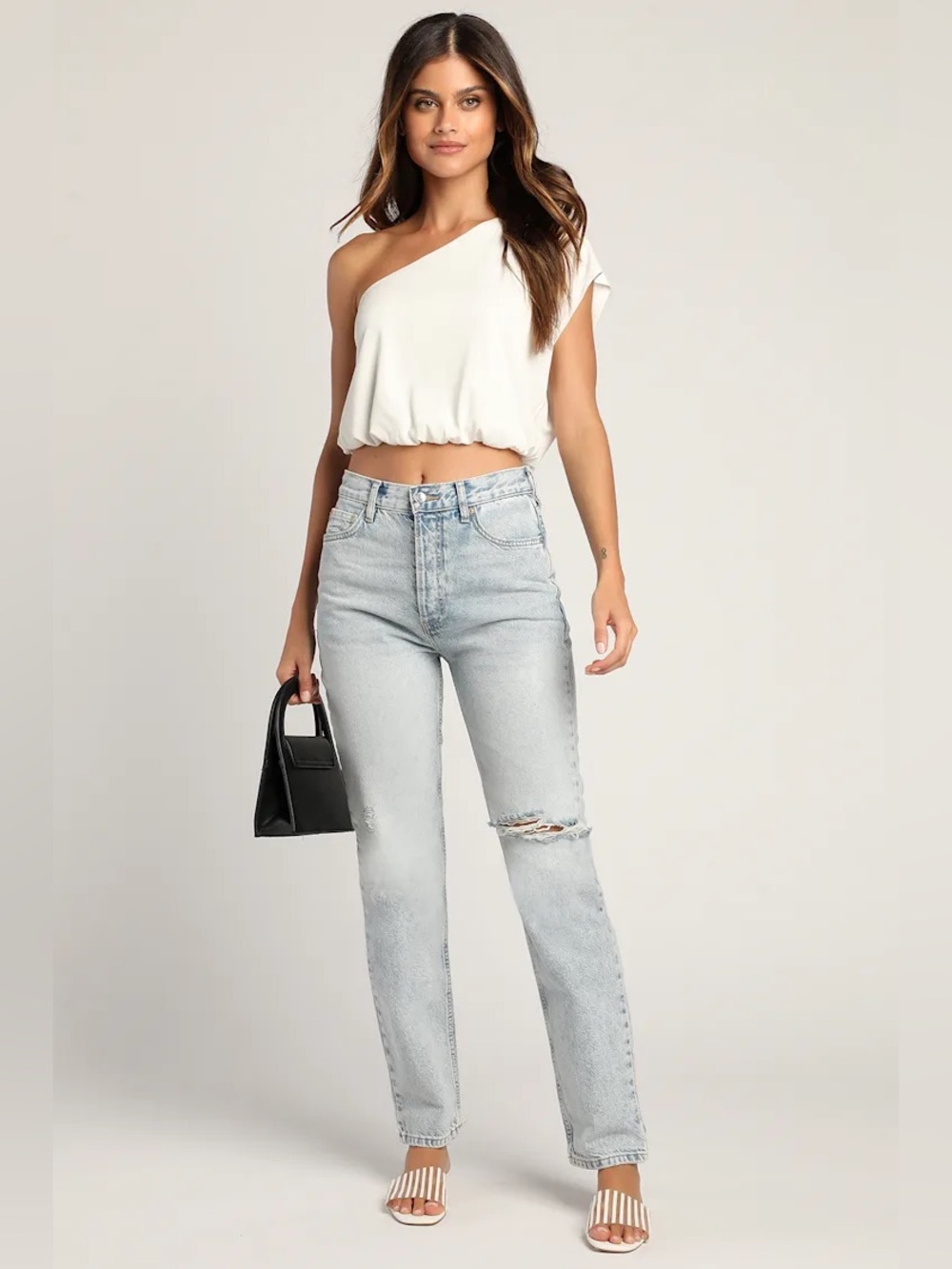 Lulu's White Off-Shoulder Crop Top